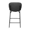 Rückansicht eines anthrazitfarbenen Barhockers mit schwarzem Gestell und gepolsterter Sitzfläche.