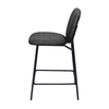 Anthrazitfarbener Barhocker mit gepolsterter Sitzfläche und Rückenlehne in Seitenansicht.