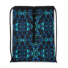 Sportbeutel mit geometrischem Muster in Blau und Schwarz, geeignet für Schulrucksäcke.