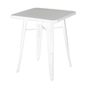 weißer Bistrotisch mit quadratischer Tischplatte und vier schräg gestellten Beinen