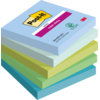 Fünf Stapel Post-it Haftnotizen in verschiedenen Farben der Oasis Collection.