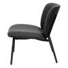Seitenansicht eines anthrazitfarbenen Sessels mit einem modernen Design und gepolstertem Sitz.