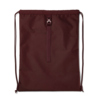 Sportbeutel in rubinroter Farbe mit Kordelzugverschluss und stabiler Rückseite.