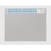 Graue Schreibunterlage mit zwei Jahren Kalender oben rechts und abnehmbarer Abdeckung.