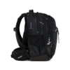 Schulrucksack in Seitenansicht mit reflektierenden Details und mehreren Fächern.