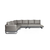Ecksofa in Anthrazit mit Rücklehne aus Quick Dry Foam und grauem Gestell.