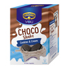 Packung mit Trinkschokolade "Choco Shake Cookies & Cream" mit Keksen auf der Vorderseite.