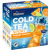 Kartonverpackung von Meßmer Tee mit Cold Tea Sport Orange-Limette und Koffein.