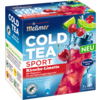 Verpackung des Meßmer Tee Cold Tea Sport in der Geschmacksrichtung Kirsche-Limette.