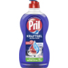 Pril Geschirrspülmittel Kraftgel Ultra Plus in einer blauen Flasche mit rotem Deckel.