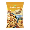Packung mit geröstetem und gesalzenem Snack-Mix aus Kichererbsen, Mandeln und Erdnüssen.