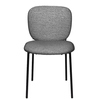Grau gepolsterter Besucherstuhl mit schwarzem Gestell, frontal abgebildet.