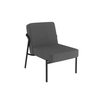 Anthrazitfarbener Sessel mit abnehmbarem Bezug und einfacher Montage, Innenbereich.