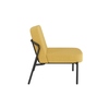 Gelber Sessel mit abnehmbarem Bezug und schwarzem Gestell, seitliche Ansicht.