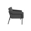 Anthrazitfarbener Sessel mit abnehmbaren Bezug, seitliche Ansicht, einfache Montage.