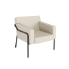 Cremefarbener Sessel mit schwarzem Gestell und abnehmbarem Kunstlederbezug.