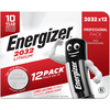 Verpackung mit 12 Energizer Lithium-Knopfzellen im Professional Pack mit einem smiling Charakter.