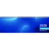 Blauer Tischkalender für das Jahr 2026 mit Spiralbindung.