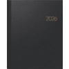 Schwarzer Buchkalender für 2026 mit goldener Jahreszahl auf dem Cover.