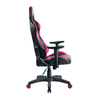 Ergonomischer Gaming-Stuhl in schwarz/rot, seitliche Ansicht mit höhenverstellbaren Armlehnen.