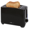 Schwarzer 2-Scheiben-Toaster mit zwei Scheiben Toast im Gerät.