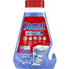Flasche mit Somat Spülmaschinenreiniger 5in1 in roter und blauer Verpackung mit Sprudel-Design.
