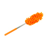 Oranger Mini-Staubwischer mit Chenille-Bezug und verstellbarem Stiel.