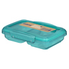 grüne Lunchbox mit zwei Fächern und transparentem Deckel, spülmaschinen- und mikrowellengeeignet
