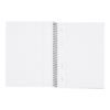 Karierter Collegeblock im DIN A5+ Format mit Spiralbindung und Rand auf der Innenseite.