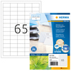 Produktverpackung mit Universaletiketten in Recyclingpapier und gedruckter Nummer 65.