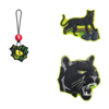 Drei wechselbare Anhänger mit Panther-Motiven für Schulranzen in verschiedenen Designs.
