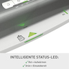 Laminiergerät in Aktion mit Status-LEDs, die Aufwärmen und Einsatzbereitschaft anzeigen.