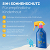 Sonnenschutzmittel für Kinder im Sprühformat mit Hinweisen zu Anwendung und Schutz.