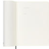 Offene Innenseite eines schwarzen Moleskine Buchkalenders mit Platz für persönliche Informationen.