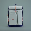 KWIO Schulranzen BAGG in Hellblau mit zwei vorderen Taschen und Rolltop-Verschluss.