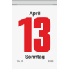 Abreißkalenderblatt mit roter Zahl 13 für den Sonntag, April 2026, und Kalenderwoche 16.