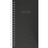 Schwarzer Taschenkalender im DIN A6 Format mit Spiralbindung und grafischem Punktmuster für 2026.