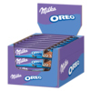 Schokoladenriegel in einer Verkaufsbox mit Oreos und Milka Schriftzug.