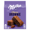 Packung mit sechs Milka Choco Brownies in der Vorderansicht, umgeben von einzelnen Brownies.