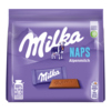 Milka Naps Alpenmilch Schokolade in attraktiver Verpackung mit lila Design und Alpenmotiv.