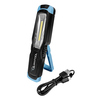 Tragbare Arbeitsleuchte mit COB-LED, aufstellbar, inklusive USB-Ladekabel.