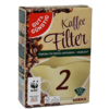 Kaffeefilter der Größe 2 in einer Packung mit 100 ungebleichten Filtern und Öffnungshilfe.