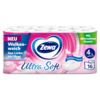 Zewa Ultra Soft Toilettenpapierpackung mit 16 Rollen, rosa Verpackung und Angaben zur Weichheit.