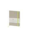 Neon Softcover Notizbuch mit Stoffeinband und elastischem Verschlussband in neutraler Farbe.