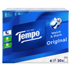Verpackung von Tempo Papiertaschentüchern Original mit Angaben zu Weichheit und Stärke.