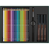 Malset mit 21 Aquarellstiften und zwei Pitt Artist Pens in einer schwarzen Schatulle.