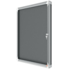 Grau farbiger Schaukasten mit Schlüsselschloss und Aluminiumrahmen, geeignet für DIN A4 Aushänge.