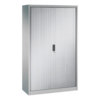 C+P Rollladenschrank in Weißaluminium mit Rollladentür und Hakenriegelschloss.