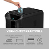Aktenvernichter mit automatischem Papiereinzug und manueller Vernichtung von CDs und Kreditkarten.