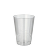 Transparenter Plastik-Trinkbecher mit einem Fassungsvermögen von 200 ml.